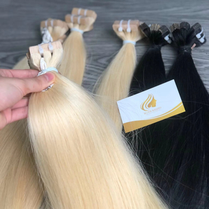 Extensions de cheveux à bandes adhésives 100% alignées sur les cuticules, couleur claire, lisses, vierges du Vietnam, provenant d'un seul donneur, grade blanchi - Product Image 1