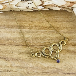 Nouvel Arrivage Collier Serpent en Laiton Plaqué Or 18 carats pour Femme, Bijou Serpent Gothique en Améthyste pour Vente en Gros/OEM/ODM - Product Image 3
