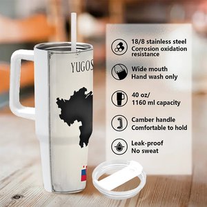 Gobelet isotherme en acier inoxydable 40oz avec design carte de la Yougoslavie pour les voyages et l'extérieur - Product Image 5