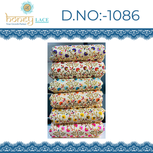 Tela Premium Fendy Georgette de Punto por Urdimbre de Poliéster/Nylon/Metalizado con Cuentas Florales para Prendas de Boda para Niños y Niñas, Peso Medio - Product Image 4