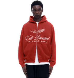 Sweat à capuche boxy à double fermeture éclair, personnalisé, en coton épais 470 g/m², 100 % coton, coupe courte, pour homme, en molleton bouclette, avec fermeture éclair - Product Image 2