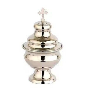 Hand-Made Brass Incense <b>Burner</b> Gold And Silver Finish With Chain <b>For</b> Religious Use All-Season Decorative Design Thurible - Product Image 2