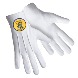 Gants de cérémonie en coton blanc Rose des Sept Sceaux avec patch rond jaune - Product Image 2