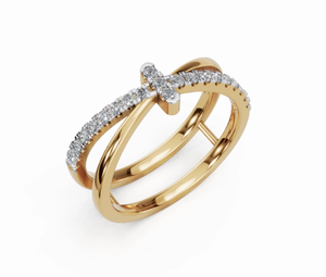 Bague en diamant Oceans Embrace à bande fendue, 0,420 carat, 21 diamants, confectionnée en or jaune, rose ou blanc 9kt, 14kt ou 18kt, bijoux - Product Image 5