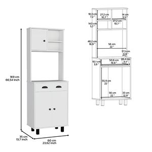 Armadi dispensa cucina Waco con due cassetti e scaffali aperti per l'organizzazione dello spazio cucina - Product Image 5