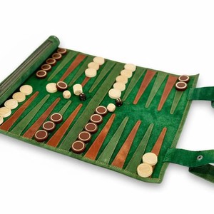 Customized Colorful PU Leather Eco-Friendly Durable <b>Backgammon</b> Board Classic Roll-Up Indoor Outdoor Leisure Entertainment Game - Product Image 3