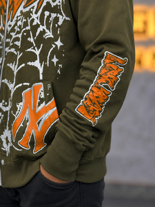 Sudadera con Capucha y Cremallera Oversize 100% Algodón con Estampado Gráfico y Logo Frontal, Estilo Urbano, Transpirable, para Hombre, Precio Mayorista - Product Image 2