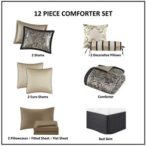 12-Piece Cotton <b>Comforter</b> <b>Set</b> with Bed Sheets Premium Quality Versatile Design - Product Image 2