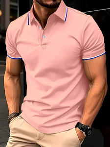 Camisa Polo Cómoda para Hombre |   Camisa Clásica con Cuello de Solapa y Botones, Estilo Casual, Manga Corta, Color Sólido - Product Image 2