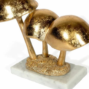 Escultura de Hongo de Aluminio Dorado de Nuevo Diseño con Base de Mármol, Decoración de Hogar de Lujo, Arte Metálico Nórdico para Mesa, Regalo, Adorno - Product Image 5