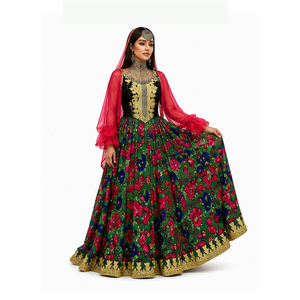Vestido Afgano Kuchi Bordado en Negro y Dorado, Vestido Tradicional Indio para Boda, Largo hasta el Suelo, de Seda, Ropa Étnica, Vestido Afgano Kuchi - Product Image 4
