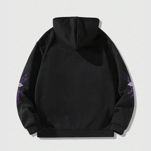 Sweat-shirt unisexe gothique à capuche et fermeture éclair noir avec motif lettres, coupe oversize, pour l'automne, ajustement régulier, respirant, imprimé numérique - Product Image 2