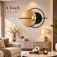 Art mural sculptural |   Décoration artisanale en métal géométrique abstrait noir et or en acier doux, durable, pour anniversaire, salon, chambre à coucher