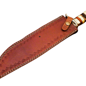 Cuchillos Bowie de Acero D2 Hechos a Mano con Mango Marrón Crema, Guardacuchillos Dorado y Hoja Plateada Pulida para Caza y Camping al Aire Libre - Product Image 6