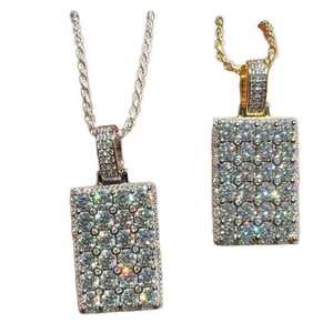 Collar con Colgante Cuadrado de Corte Princesa, Chapado en Plata 925, Joyería Rectangular con Diseño de Cubo de Hielo, Estilo Hip Hop Urbano, Unisex - Product Image 1
