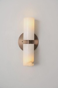 Applique murale moderne en marbre, double cylindre, design contemporain, pour couloir intérieur, finition laiton - Product Image 4