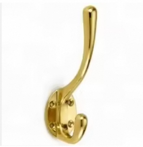 Porte-manteau décoratif en laiton, double patère murale vintage en métal, texture noire rustique, crochets blancs pour la maison - Product Image 2