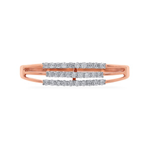 Shimmering Triple Row Elegance <b>Ring</b> 0.18 Ct Round Shape Diamond <b>Stack</b> Look Band 10K 12K Rose Gold Jewelry Women - Product Image 2