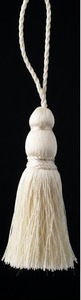 Cream Lace Trim Tassel Dress With <b>Long</b> Sleeves And Deep V-Neckline - Product Image 4