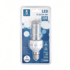 หลอดไฟ LED T3 2U 4W E14 6400K สีขาวนวล 320Lm อายุการใช้งาน 15000 ชม. - Product Image 2