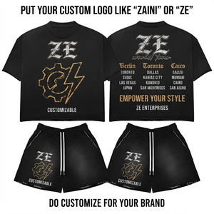 ZAINI Premium 280 GSM 100% Polyester Men T-Shirt and Short <b>Set</b> Solid Color Embossed Custom Logo Front Casual Summer Wear - Product Image 1