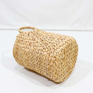 Rustic Circle Water Hyacinth Handwoven <b>Storage</b> Basket Laundry <b>Hamper</b> with Handles - Product Image 5