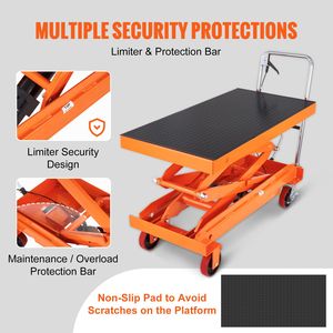 Nuovo Carrello Elevatore Idraulico a Doppia Forbice da 1760 libbre (800 kg) con Piattaforma da 150 cm, Manuale, 4 Ruote Antiscivolo per Fattorie - Product Image 5
