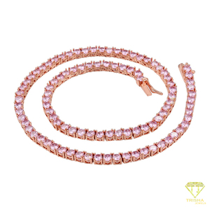 Collier tennis en moissanite avec pierres rondes, en argent sterling 925, maillons ton rose, bijoux de luxe pour les acheteurs en gros - Product Image 4
