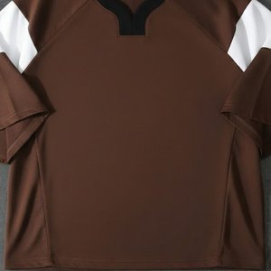 Nouveautés T-shirts décontractés pour hommes en coton 100% polyester de haute qualité avec logo imprimé personnalisé, couleur marron, manches courtes, respirants - Product Image 6