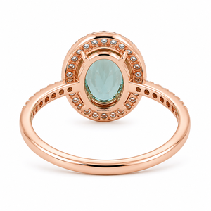แหวนเพชรทรงรีประดับพลอยอะความารีนทรงโอวัล พร้อมเพชรแล็บโกรว์ ทอง 10K 14K 18K เงิน 925 935 เครื่องประดับหมั้นสำหรับผู้หญิง - Product Image 4