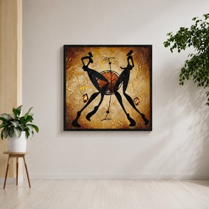 Handmade <b>painting</b> Abstract Hand-Painted <b>Scenery</b> Canvas Art Featuring Black Silhouettes on Textured Background with Acrylic - Product Image 3