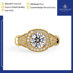 Anillos de Diamantes Solitarios de Plata de Ley 925 Hechos a Mano con Excelente Claridad VVS y Baño de Oro, de Fabricante de Origen en India - Product Image 5