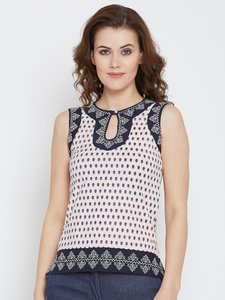 Débardeur sans manches pour femme à pois avec col échancré et ourlet brodé – Tenue décontractée - Product Image 5