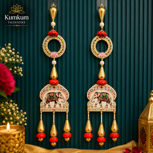 New Arrival Traditional Indian Handmade <b>Elephant</b> Bell Hanging Pair <b>Decorative</b> Wall Door Hanging Diwali Wedding Ganesha Home Deco - Product Image 5