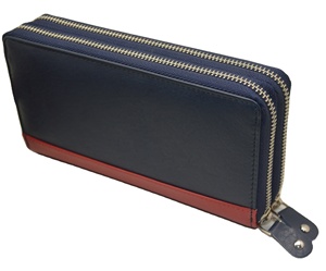 Women's Fashionable Large Capacity Long Wallet Genuine Leather RFID Zipper <b>Purses</b> Button Closure Polyester Lining Coronet - Product Image 1
