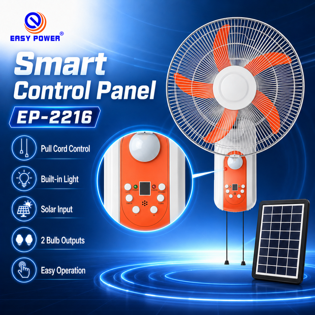 16 Inch Hot Sale 5 Blade 9 Speed Ac/Dc Rechargeable Emergency Wall Fan Chargeable Fan With Led Light Solar Wall Fan
