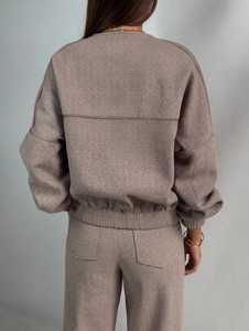 Women Zip Up Jacket <b>And</b> Wide Leg Pants 2 Piece <b>Long</b> <b>Set</b> - Product Image 4