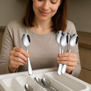 Cucharas de Acero Inoxidable de 6.7 Pulgadas, Cubiertos Desechables para Café, Postre, Cuchara para Comer, Cubertería para la Cena en Casa, Cocina - Product Image 2