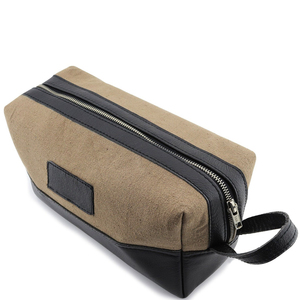 Trousse de Toilette en Cuir et Toile, Organisateur de Voyage Étanche, Trousse de Maquillage Grande Capacité, Sac de Voyage LCTB-0074 - Product Image 3