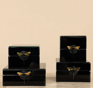 Luxury Black Mirror <b>Glass</b> Decorative Storage Box Set Dragonfly <b>Knob</b> Premium Jewelry Vanity Organizer Boxes Home Decor Lacquered - Product Image 6