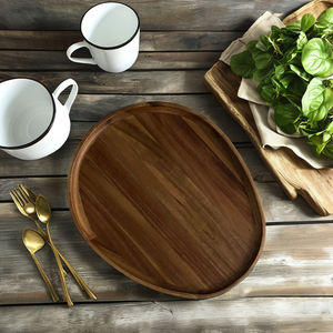 Plateau de service en forme d'œuf en acacia - Product Image 1