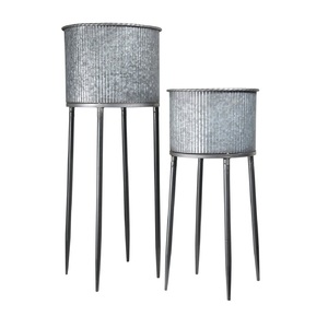 Meilleures ventes : Jardinière galvanisée pour la maison, l'hôtel, le bureau, le jardin. Ensemble de 2 jardinières galvanisées pour la décoration de sol et l'utilisation en jardin. - Product Image 1