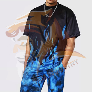 Street Wear Custom Sublimated <b>Twin</b> <b>Set</b> Latest Design Custom Men's Causal Sublimation T-Shirt and Short <b>Sets</b> - Product Image 3