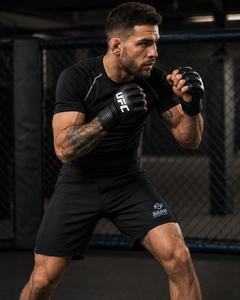 Black MMA Fight Shorts-Quick Dry Regular Fit Belted Design Polyester/Cotton Unisex Adult for Grappling & Combat Sports - Product Image 6