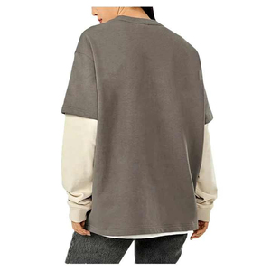 Custom Men T <b>Shirts</b> Blank Double Layer Sleeve Tee <b>Shirt</b> Unisex Double Layer Long Sleeve <b>Patchwork</b> Men's T-<b>shirts</b> - Product Image 4