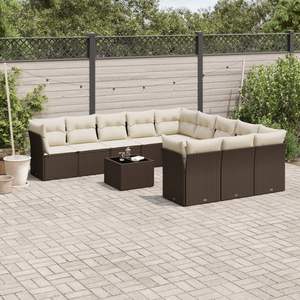 Conjunto de sofás de jardín grandes y modulares de ratán sintético marrón - Product Image 1