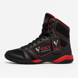 Calzado de Boxeo VIKY INDUSTRIES con Cordones, Malla Transpirable, Negro y Rojo, Caña Alta, para Entrenamiento y Combate, Superventas, Servicio OEM - Product Image 5