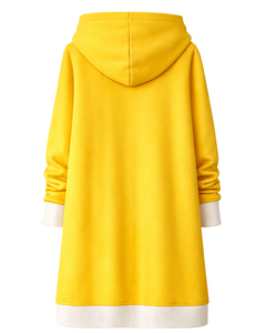 Sudadera con capucha y cremallera personalizada para mujer, color amarillo, forro polar de invierno, fabricante personalizado, ropa casual urbana al por mayor - Product Image 2