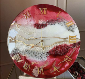 Horloge murale en résine époxy, taille et forme personnalisées, fonctionne à piles, design moderne de luxe, fait main, abstrait, géométrique, pour mariage - Product Image 6