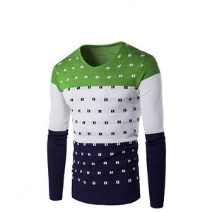 Sweat-shirt texturé premium pour homme |   Pull-over géométrique à trois panneaux vert émeraude et bleu marine, vêtement de sport urbain pour la salle de sport et l'entraînement, col en V - Product Image 1